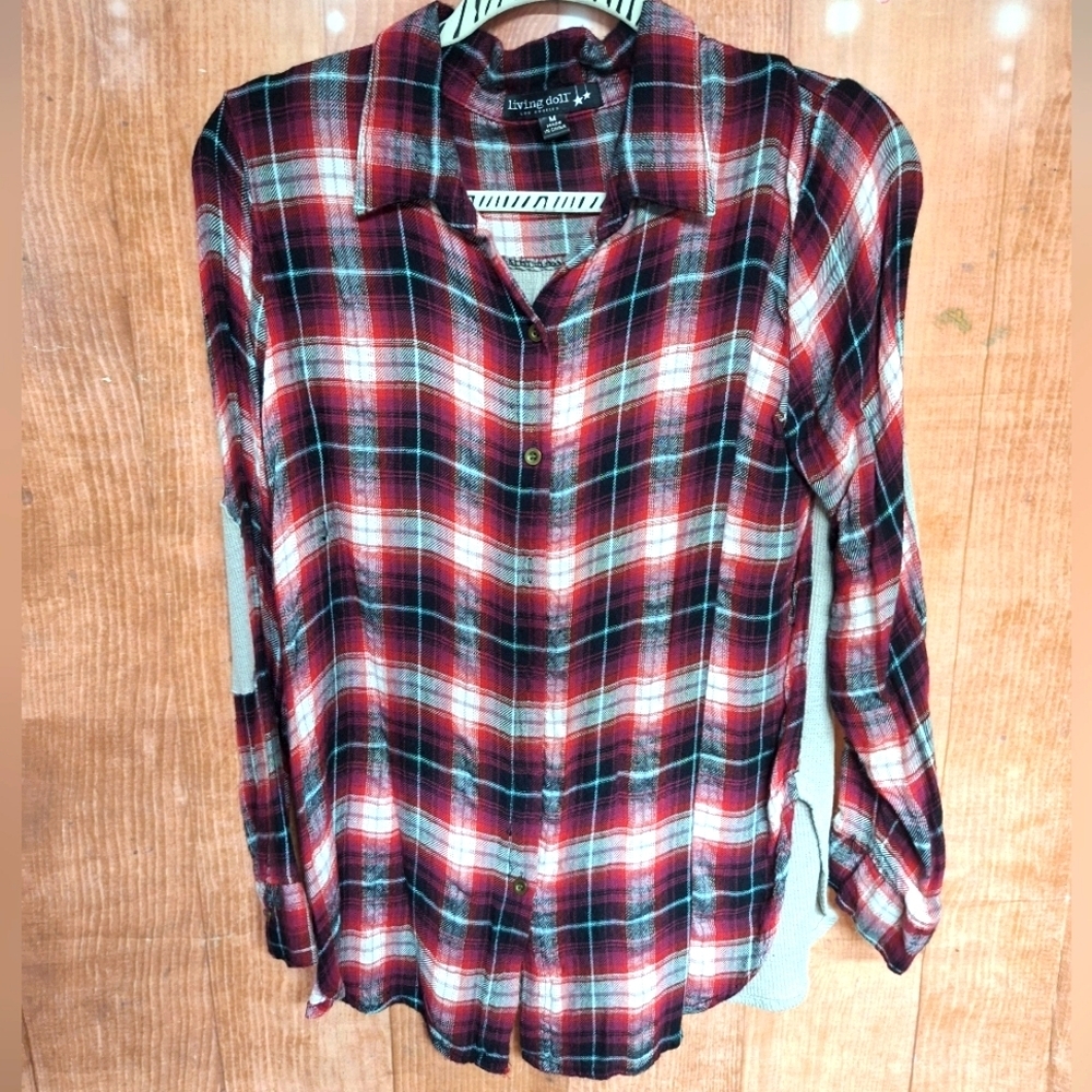 LIVING DOLL SIZE MEDIUM FLANNEL BUTTON DOWN SHIRT